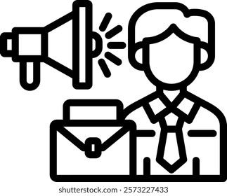 Career Promotion Icon Line Vector Illustration