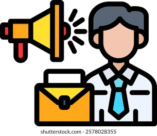 Career Promotion Icon Lineal Color Vector Illustration