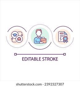 Career promotion loop concept icon. Corporate education for employees growth. Work achievement abstract idea thin line illustration. Isolated outline drawing. Editable stroke