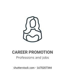 Icono de vector de esquema de promoción profesional. Icono de promoción de carrera negra en línea delgada, simple vectorial plano ilustración de elemento de profesiones editables y concepto de trabajo de trazos aislados en fondo blanco