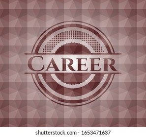 Career Red Seamless Badge With Geometric Background.