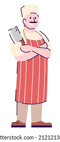 Career in restaurant kitchen semi flat RGB color vector illustration. Male trained professional cook in apron isolated cartoon character on white background