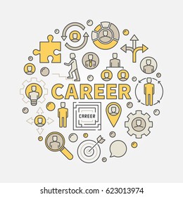 Career round colorful illustration - vector modern symbol made with business icons and word CAREER in center