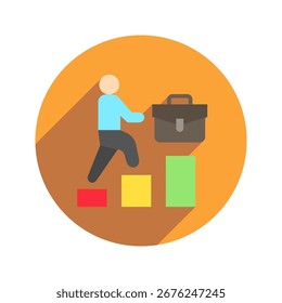 Career Rounded Color Icon Mini Illustration Icon. Use For Modern Concept, Print, Ui, Ux Kit, Web And App Development. Vector Related To Office, Education, Examination And More