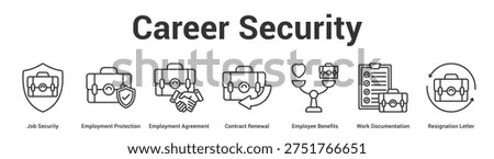 Career Security web banner icon set vector illustration concept for business with icon of Job Security, Employment Protection, Employment Agreement, Contract Renewal, Employee Benefits, W.