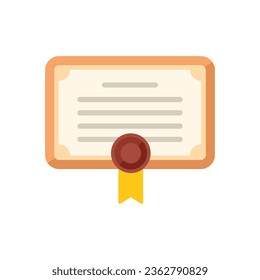 Career skill diploma icon flat vector. Education study. College award isolated