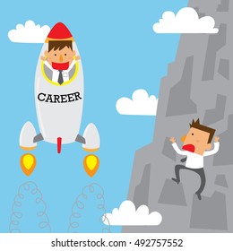 Career sky rocket competition vector 