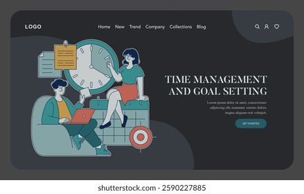 Career success is built on effective time management and goal setting. This illustration offers insights into productivity and focus through purposeful planning and time utilization. It provides tools