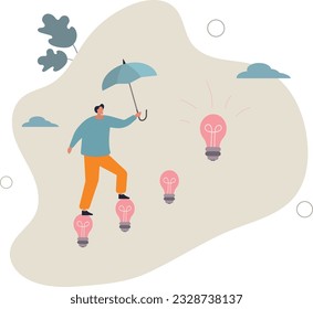 Career success with business knowledge or creativity, man leadership or career growth and achievement concept.flat vector illustration.