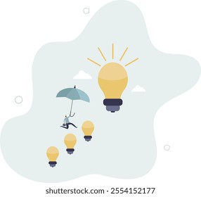 Career success with business knowledge or creativity, man leadership or career growth and achievement concept.flat characters.
