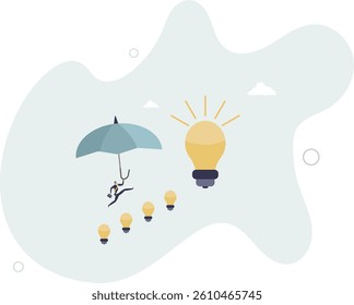 Career success with business knowledge or creativity, man leadership or career growth and achievement concept.flat character life .