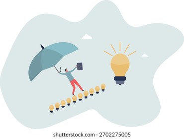 Éxito profesional con conocimiento o creatividad empresarial, liderazgo humano o concepto de crecimiento y logro profesional. Vida y empleo de las personas.