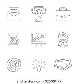 Career and success. Vector icons, hand-drawn.