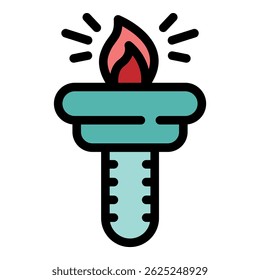 Career torch icon. Outline career torch vector icon color flat isolated