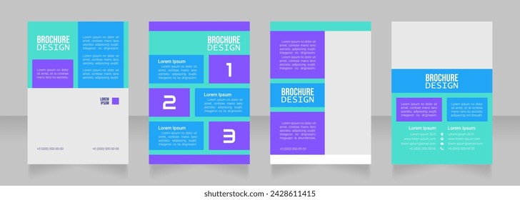 Career training blank brochure design. Template set with copy space for text. Premade corporate reports collection. Editable 4 paper pages. Bebas Neue, Lucida Console, Roboto Light fonts used