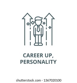 Career up,personality line icon, vector. Career up,personality outline sign, concept symbol, flat illustration