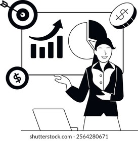 career woman doing presentation illustration