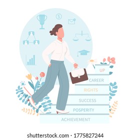 Career woman flat color vector faceless character. Female equal rights for job position. Gender equality on workplace isolated cartoon illustration for web graphic design and animation