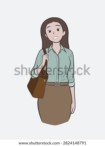 Career woman going to the office. Flat design