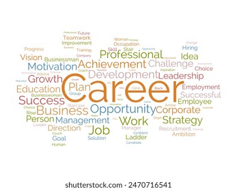 Career word cloud template. Success work concept vector tagcloud background.