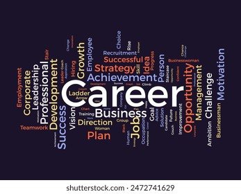 Career word cloud template. Success work concept vector tagcloud background.