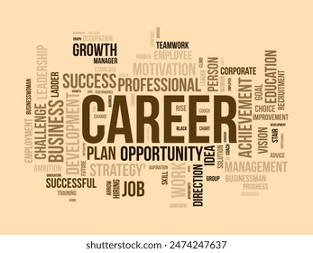 Career word cloud template. Success work concept vector tagcloud background.