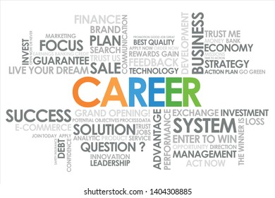 Career  in word cloud and white background