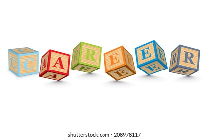 CAREER escrito con bloques alfabéticos - ilustración vectorial