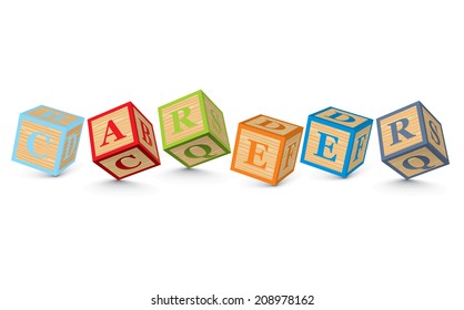 CAREER written with alphabet blocks - vector illustration