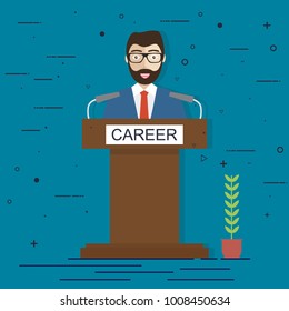 Career.Product presentation.Vector illustration.Speaker