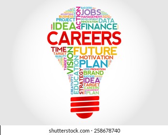 CAREERS bulb word cloud, business concept