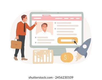 Careers isolated concept vector illustration. Start career, company website, work with us, navigation menu bar design, UI, webpage element, apply for job, careers site tab vector concept.