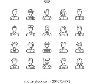 Careers Men. Male professional. Man job worker. Pixel Perfect Vector Thin Line Icons. Simple Minimal Pictogram