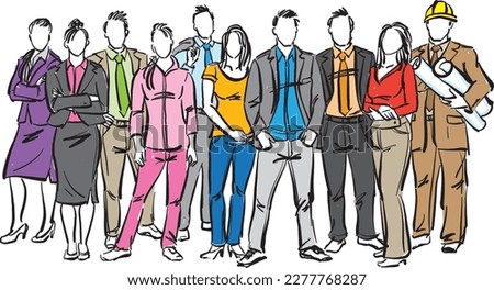 careers professional workers concept profession work doodle design drawing vector illustration