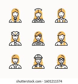 Careers woman of Color vector icons