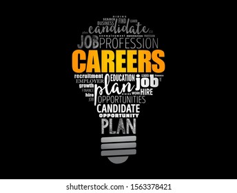 CAREERS word cloud light bulb, business concept background