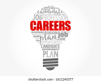 CAREERS word cloud light bulb, business concept background