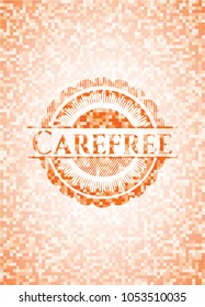 Carefree abstract orange mosaic emblem with background