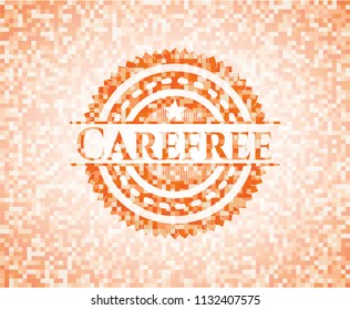 Carefree abstract orange mosaic emblem