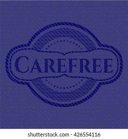 Carefree badge with denim background