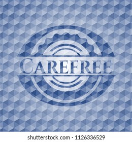 Carefree blue emblem with geometric pattern.