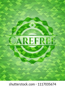 Carefree green emblem. Mosaic background