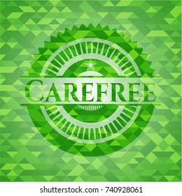 Carefree green emblem. Mosaic background