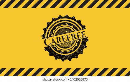 Carefree inside warning sign, black grunge emblem. Vector Illustration. Detailed.