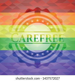 Carefree lgbt colors emblem. Vector Illustration. Mosaic.