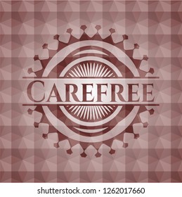 Carefree red seamless emblem with geometric pattern.
