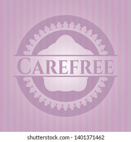 Carefree retro pink emblem. Vector Illustration. Detailed.