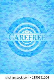  Carefree sky blue emblem with triangle mosaic background