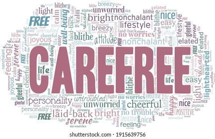 Carefree vector illustration word cloud isolated on a white background.