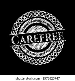 Carefree written on a blackboard. Vector Illustration. Detailed.